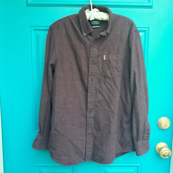 Chaps Flannel Shirt Mens Long Sleeve Solid Color M - Picture 12 of 13